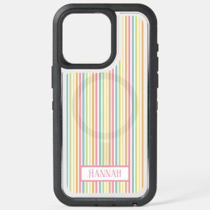 Custom Pastel Rainbow Vertical Stripe Pattern iPhone 15 Pro Max Case