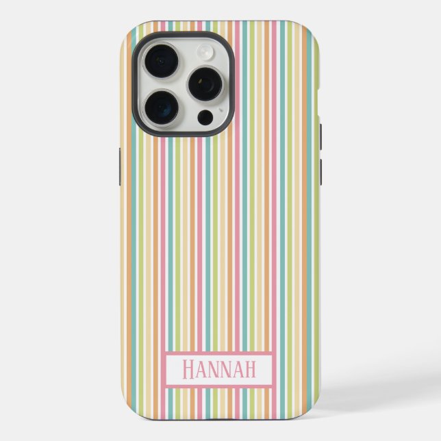 Custom Pastel Rainbow Vertical Stripe Pattern iPhone Case (Back)