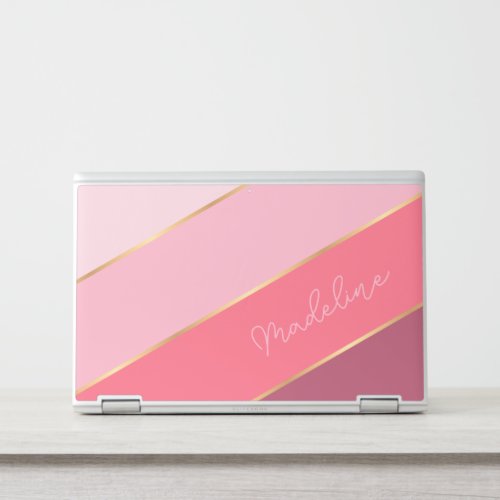 Custom Pastel Rose Blush Dusty Pink Stripe Art HP Laptop Skin