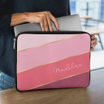 Custom Pastel Rose Blush Dusty Pink Striped Art Laptop Sleeve<br><div class="desc">Keep your new electronic device safe from scuffs and scratches with this stylish protective contemporary girly blush pink colored striped water resistant neoprene laptop sleeve with zipper. With room to customize with name, monogram or initials of your choice. Beautiful, modern and cool cover for the trend-savvy and art-loving hip trendsetter,...</div>