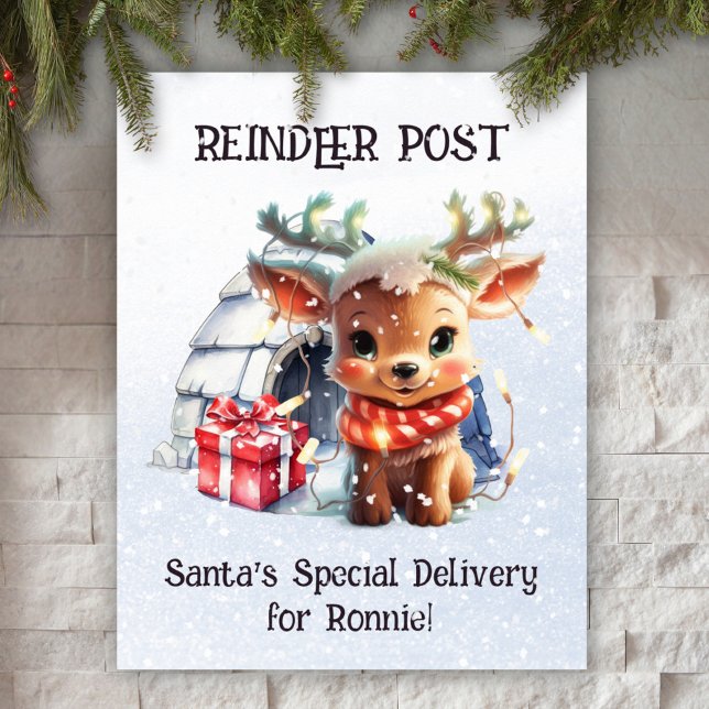 Custom Pastel Snow Santa's Cute Reindeer Christmas Poster (Creator Uploaded)