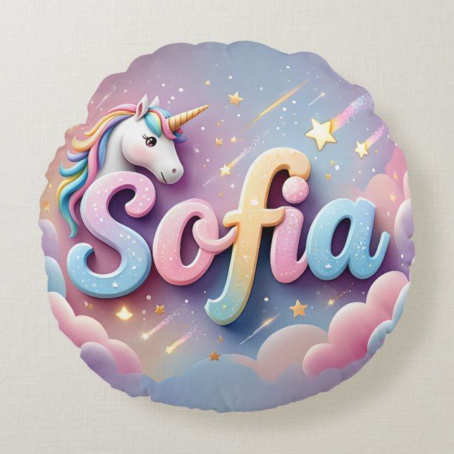 Custom Pastel Unicorn Sofia Pillow (Front)