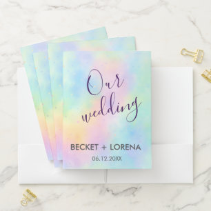 Custom Pastel Watercolor Rainbow Wedding Elegant Pocket Folder