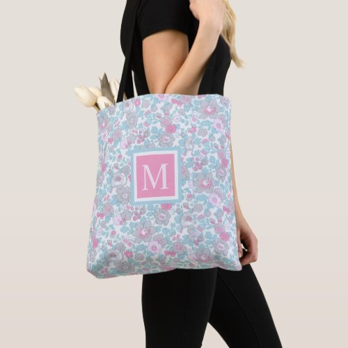 Custom Pastel White Floral Blue Pink Flowers Tote Bag