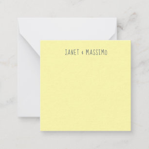 Custom pastel yellow personalized minimalist name note card