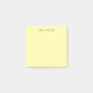 Custom pastel yellow personalized minimalist name post-it notes