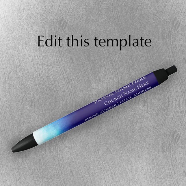 Custom Pastor Christian Church Gift Promotional  Pen (Personalize this modern blue nebula custom promotional gift pen.)