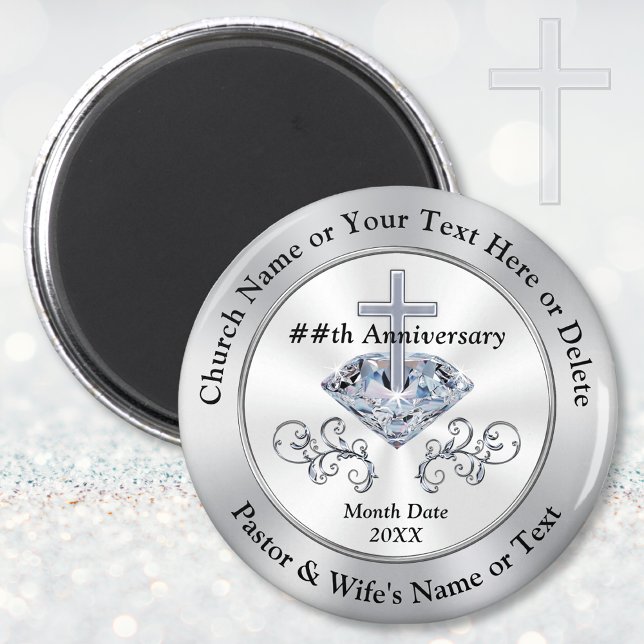 Custom Pastor or Church Anniversary Party Favors Magnet (Personalised, Church Anniversary Gifts. Ideas for Church Anniversary Celebrations. Church Favors.   )