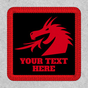 Custom patch with red dragon head logo