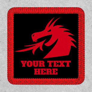 Custom patch with red dragon head logo