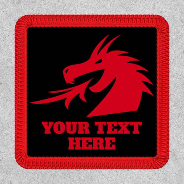 Custom patch with red dragon head logo (Front)