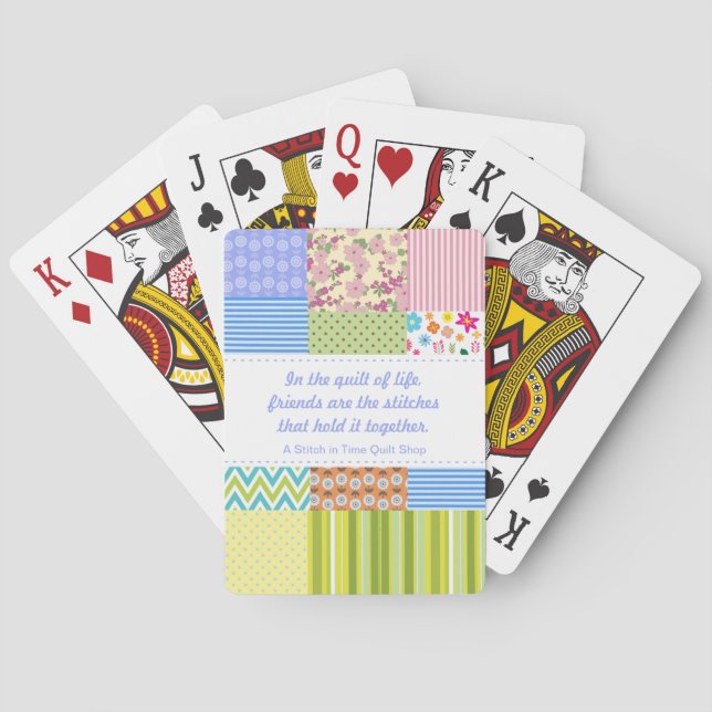 Custom Patchwork Quilt Shop Promotional Playing Ca Poker Cards (Back)