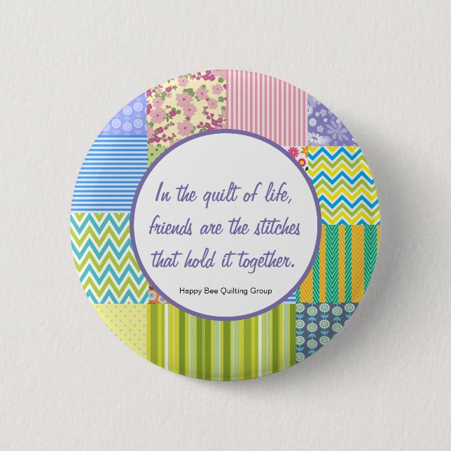 Custom Patchwork Quilters Button (Front)