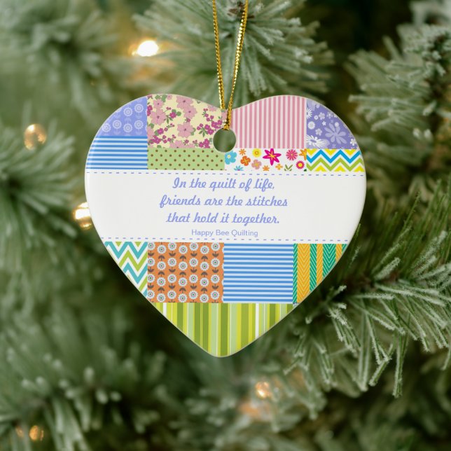 Custom Patchwork Quilters Ceramic Ornament (Tree)
