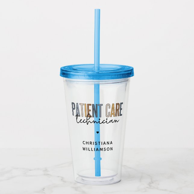 Custom Patient Care Technician PCT Gifts Acrylic Tumbler (Front)