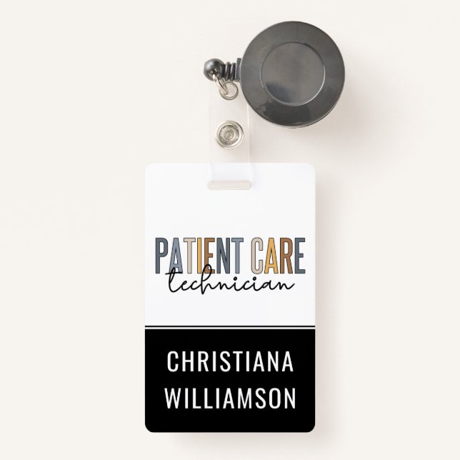 Custom Patient Care Technician PCT Gifts Badge (Front with Retractable)