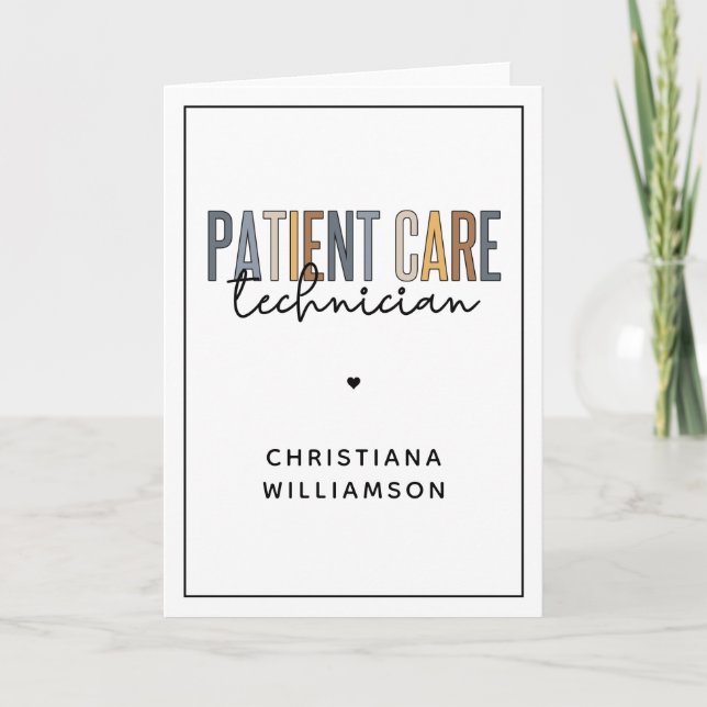 Custom Patient Care Technician PCT Gifts Card (Front)
