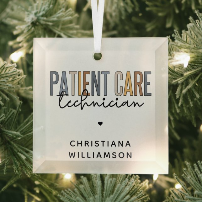 Custom Patient Care Technician PCT Gifts Glass Ornament (Insitu)