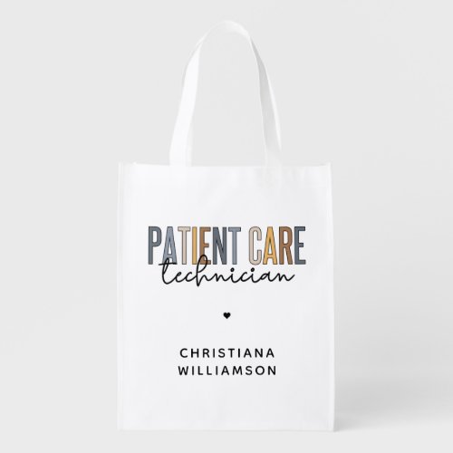 Custom Patient Care Technician PCT Gifts Grocery Bag