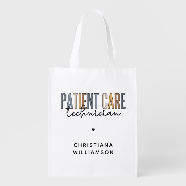 Custom Patient Care Technician PCT Gifts Grocery Bag (Front)