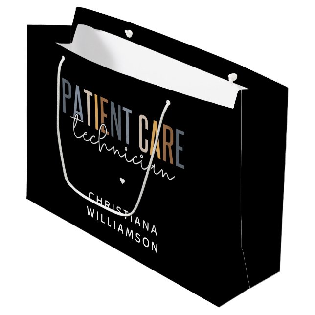 Custom Patient Care Technician PCT Gifts Large Gift Bag (Front Angled)