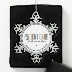 Custom Patient Care Technician PCT Gifts  Snowflake Pewter Christmas Ornament