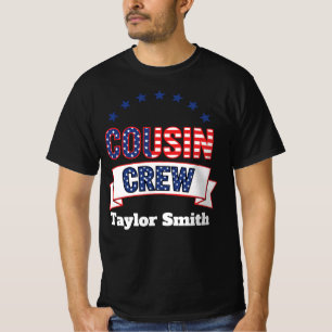 Custom Patriotic 4th of July Cousin Crew Matching T-Shirt