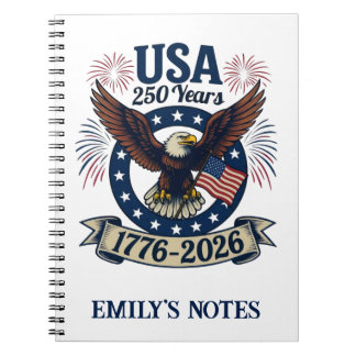 Custom Patriotic American Eagle 250 Years Notebook