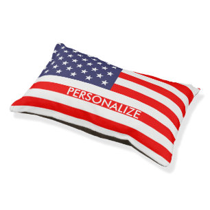 Custom patriotic American flag dog bed for pets