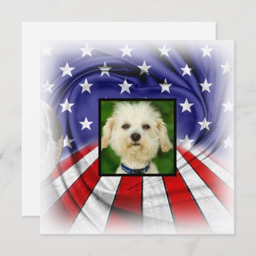 Custom Patriotic American Flag Dog Rememberance Holiday Card