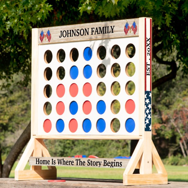 Custom Patriotic American Flag Family  Fast Four (Lawn)