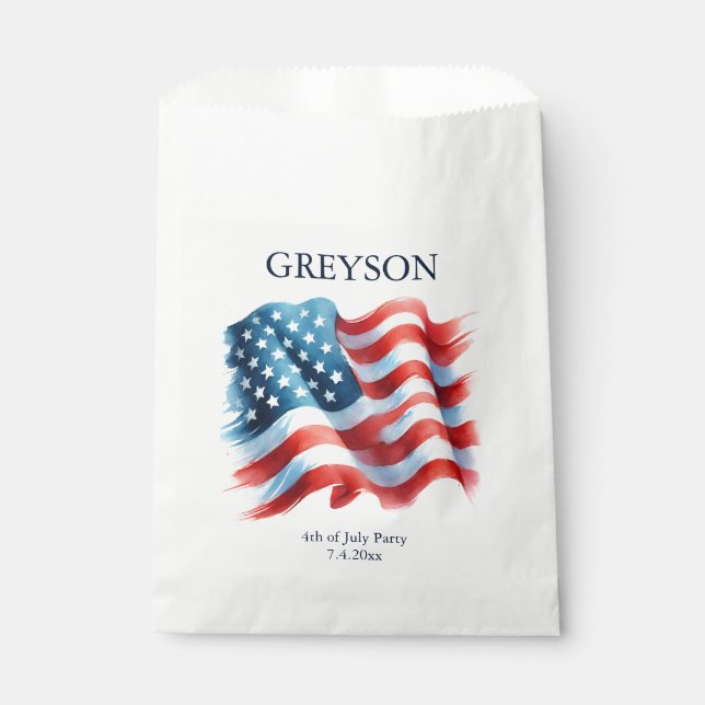 Custom Patriotic American Flag Favor Bag (Front)