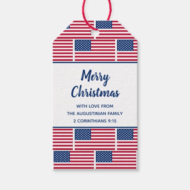 Custom Patriotic American Flag Gift Tags (Front)