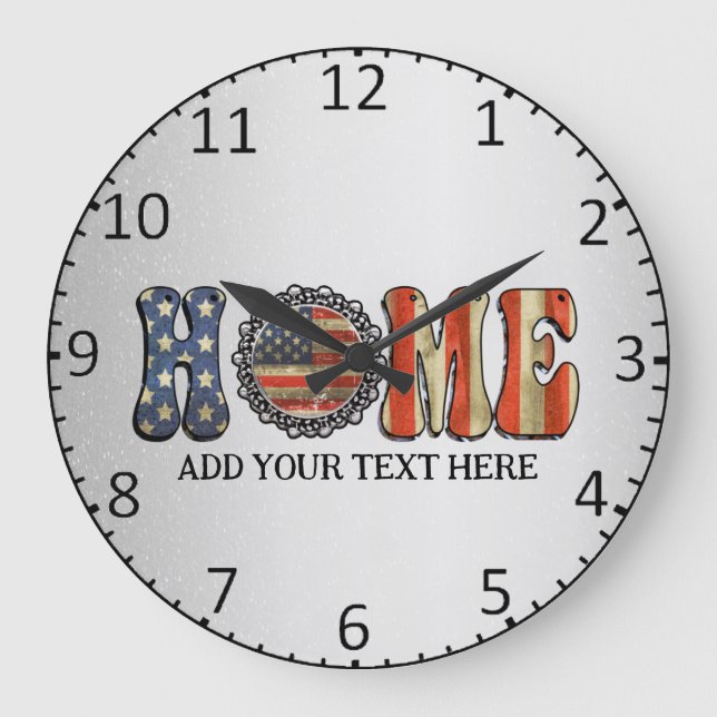 Custom Patriotic American Flag  Large Clock (Front)