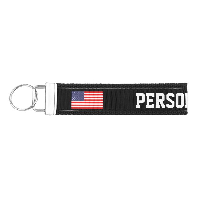 Custom patriotic American flag wrist keychains (Keys on Left)