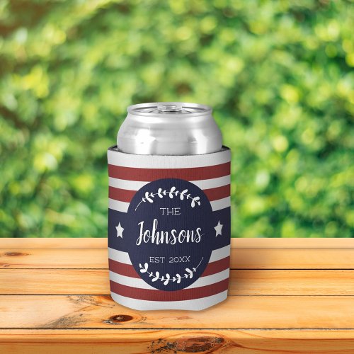 Custom Patriotic Americana Fourth of July Party Can Cooler