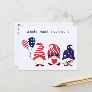 Custom Patriotic Gnomes, a Note from...  Postcard