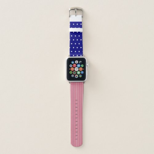 Custom Patriotic Red White and Blue Apple Watch Band