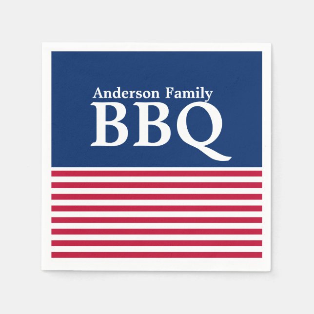 Custom Patriotic Red, White and Blue Napkins (Front)