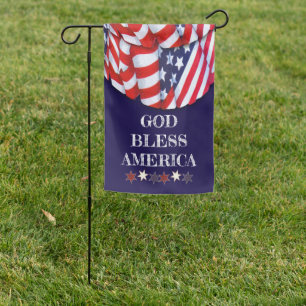 Custom Patriotic Red White Blue Stars Bunting Garden Flag