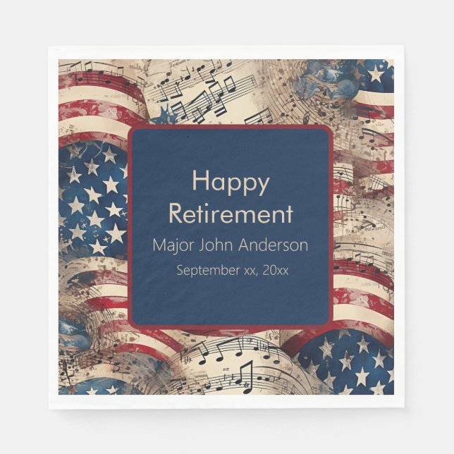 Custom Patriotic Retirement Party Napkins (Front)