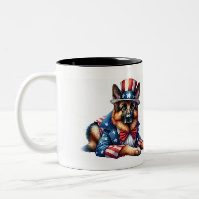 Custom Patriotic Uncle Sam German Shepherd Mug (Left)