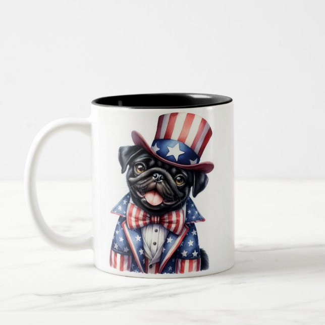 Custom Patriotic Uncle Sam Pug 4th of July Mug (Left)