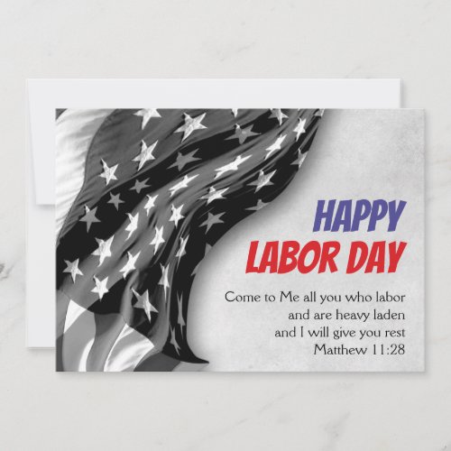 Custom Patriotic USA Flag Christian LABOR DAY Holiday Card