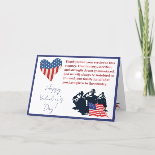 Custom Patriotic Valentines Day Military Soldier  Holiday Card