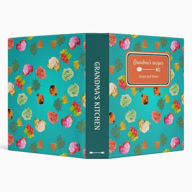 Custom pattern vegetables, carrots, cauliflower 3 ring binder (Background)