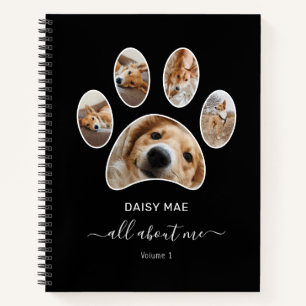 Custom Paw Pet Photo Collage Name Black Journal