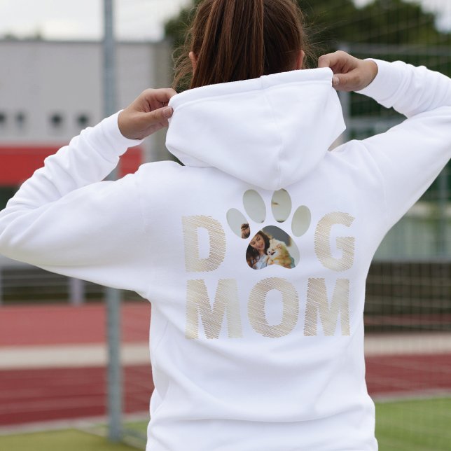 Custom Paw Photo gold Dog Mom  Hoodie (Creator Uploaded)