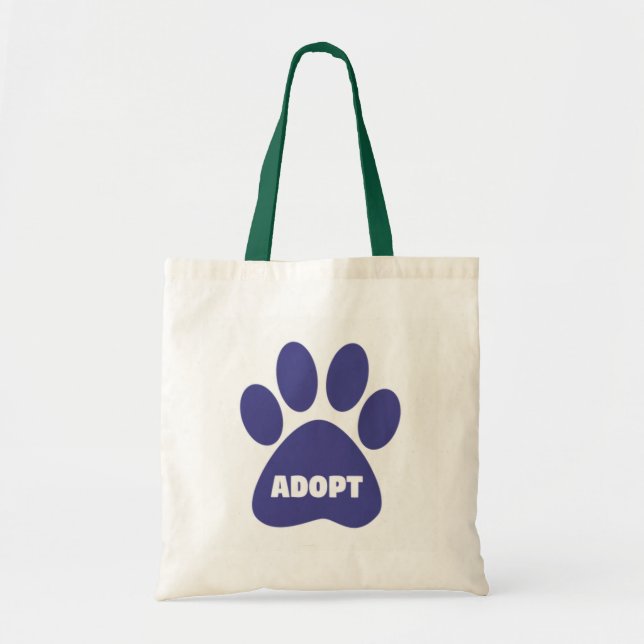 Custom Paw Print Adopt Budge Tote Bags (Front)