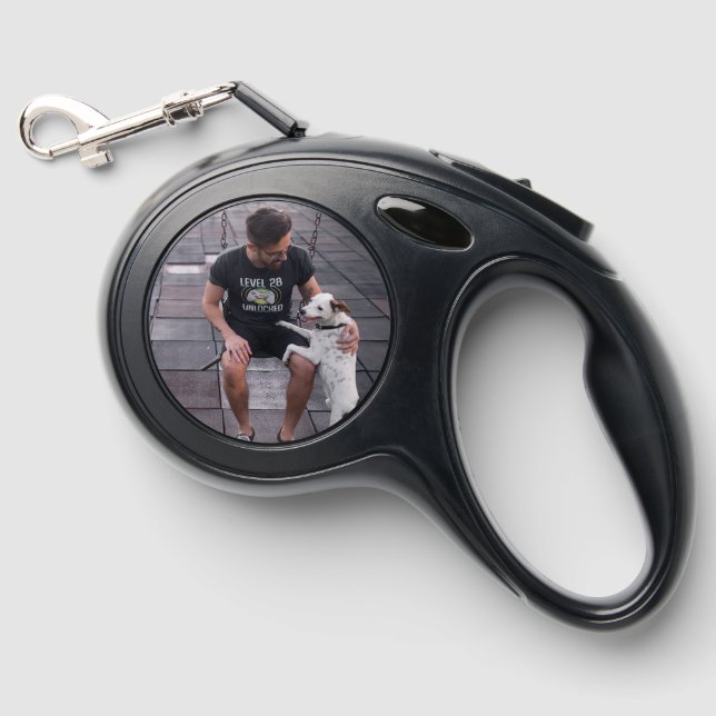 Custom Paw Print and Photo Retractable Pet Leash (Front)